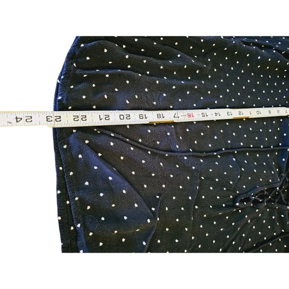 Billabong Flowy blouse size Medium lace up front long sleeve polka dot blue - Picture 8 of 9